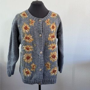 Vintage Tweeds 100% Wool Sunflower Cardigan | Coastal Grandma | Cottagecore